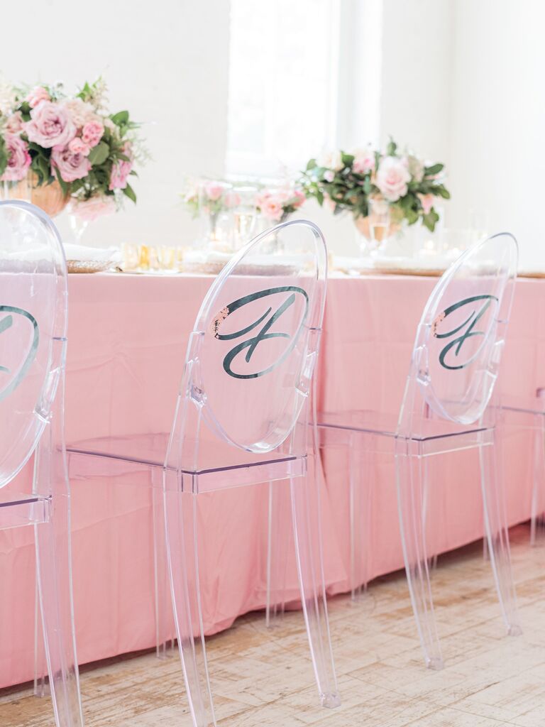 Ghost chairs with custom decals