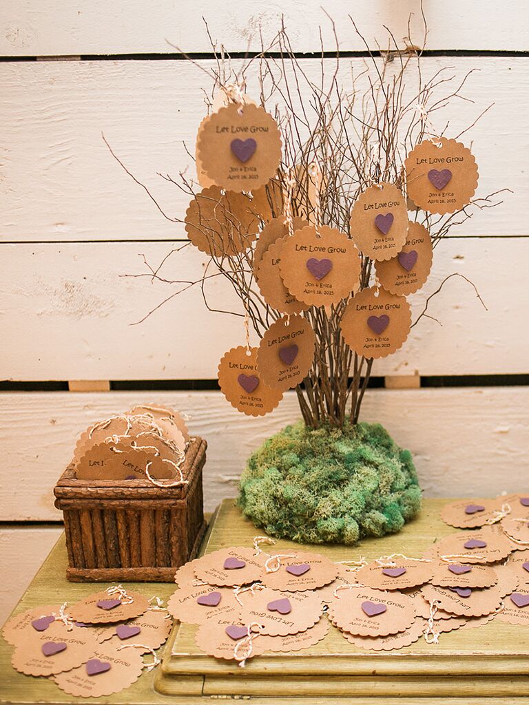 Lavender seedlings attached to thank-you cards