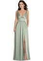 Dessy Group Deep V-Neck Shirred Skirt Maxi Dress with Convertible Straps - TH093 V-Neck Bridesmaid Dress - thumbnail - 1