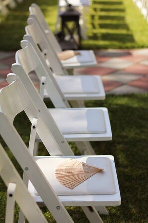 White Folding Chairs with Fans