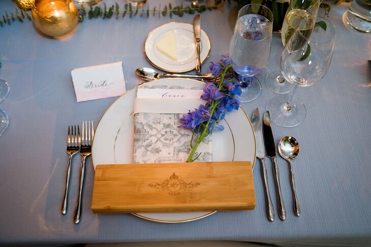 Modern Place Setting with Dinnerware, Flatware and Patterned Menu