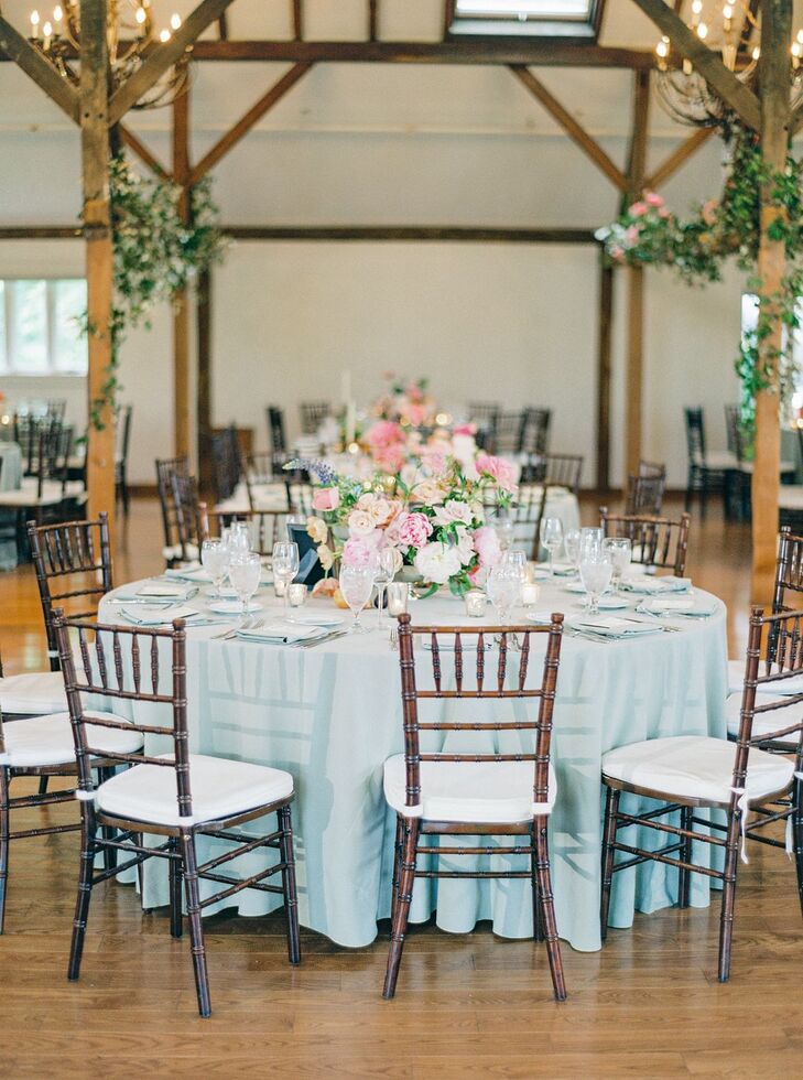 Blue Linens at Romantic Reception in Pennsylvania