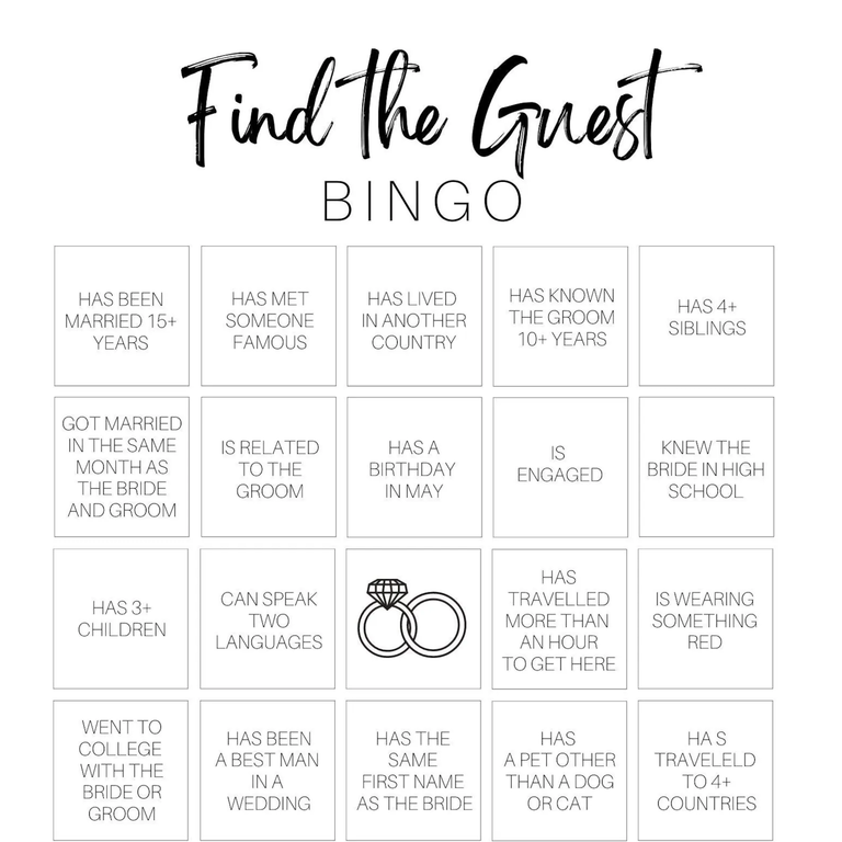 CreativityClicks Find the Guest Bingo for the best engagement party game ideas