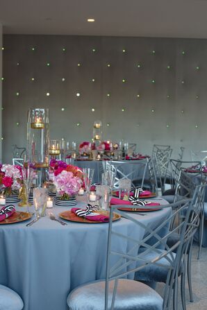 Modern Fuchsia and Silver Dining Tables