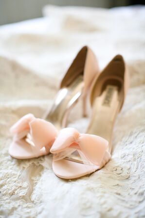 Peach Bow Bridal Heels
