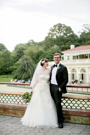 Bride and Groom at Prospect Park Boathouse