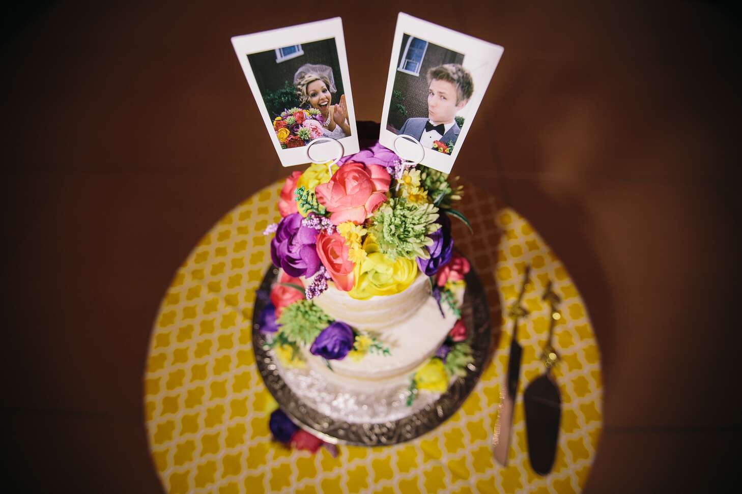 polaroid wedding cake topper