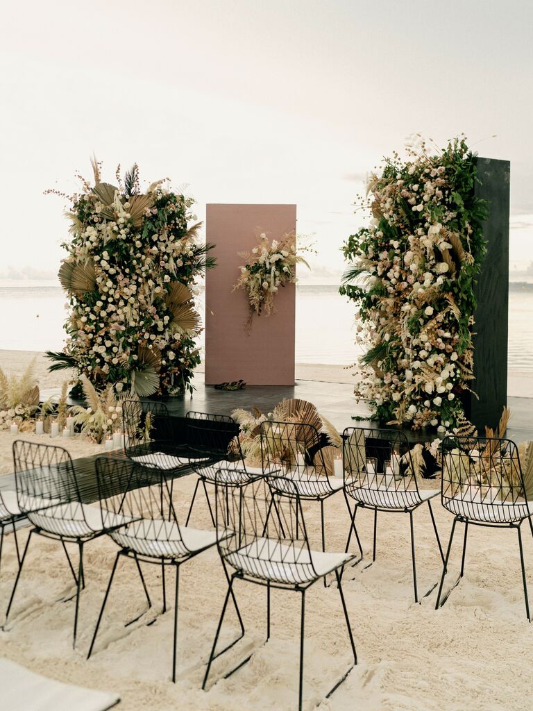 A beautiful modern outdoor reception area in neutral colors.