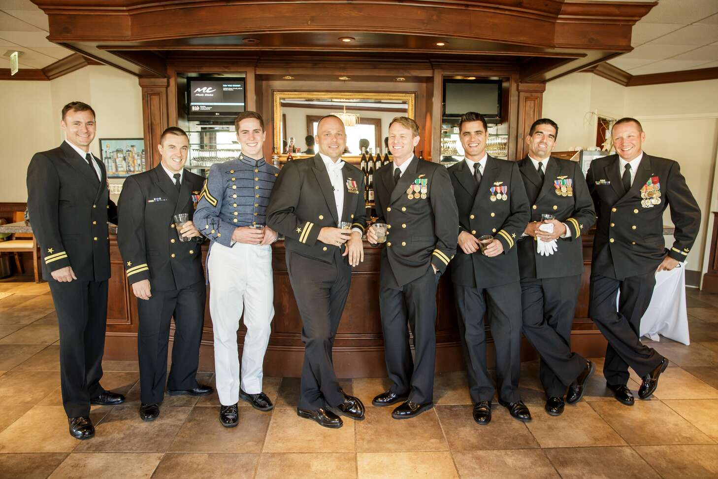 Groomsmen in Formal Naval Uniforms