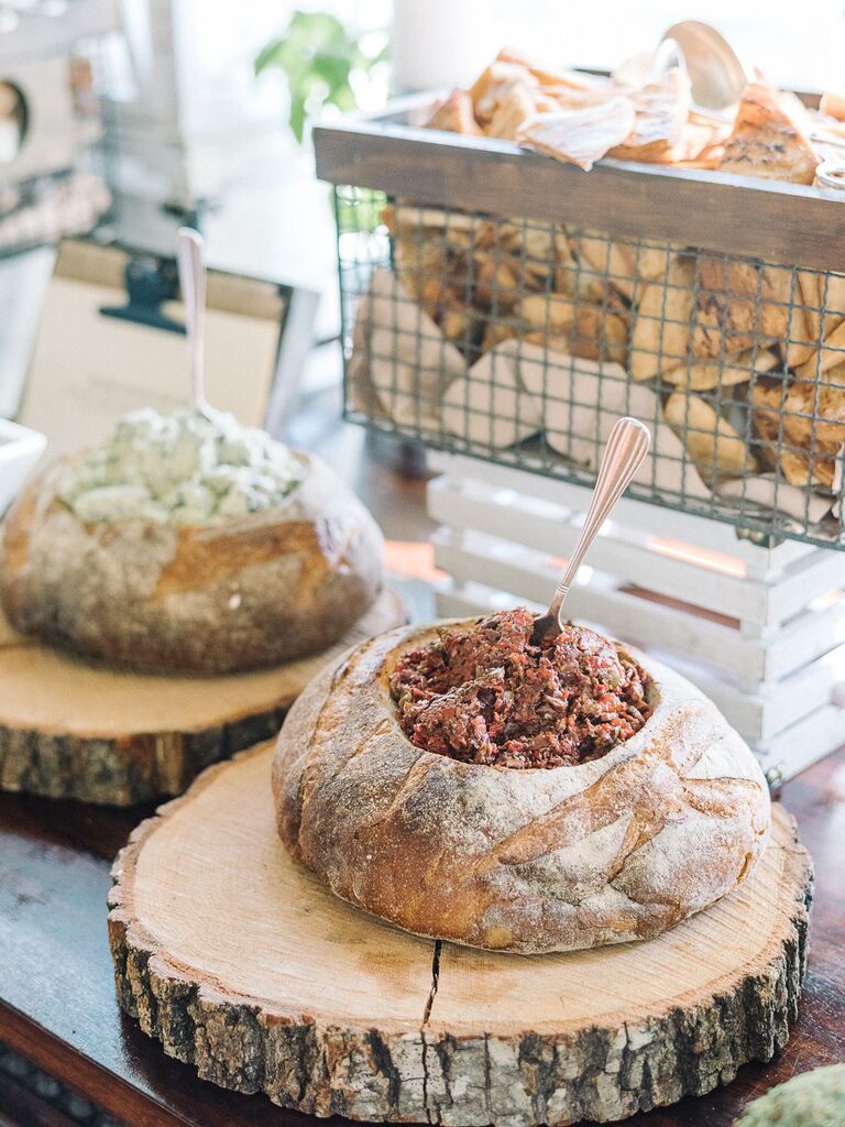 wedding food stations bread bowls