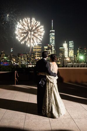 Firework Display over New York City Skyline