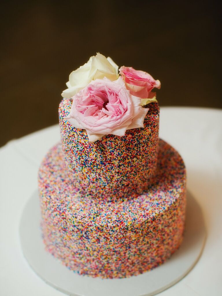 Rainbow sprinkled cake for your maximalist wedding