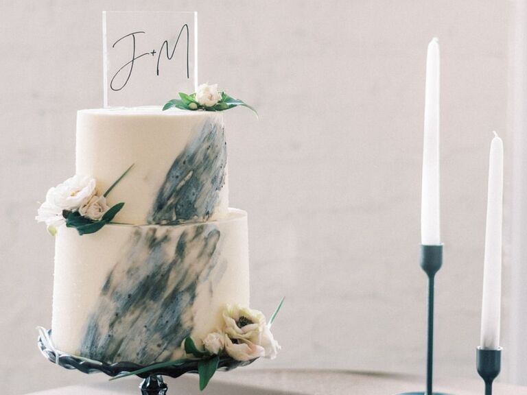 Marble-inspired caked with acrylic topper