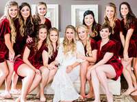 Bridesmaids in getting-ready rompers