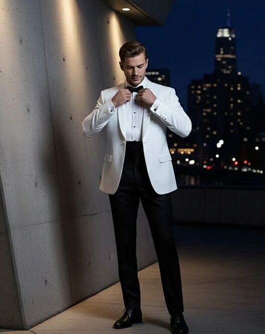 BLACKTIE BRENTWOOD White Wedding Tuxedo White Tuxedo - 6