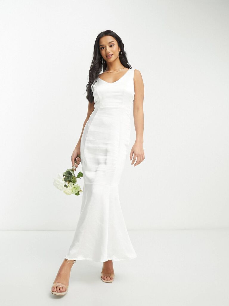 White mermaid-style dress by ASOS. 