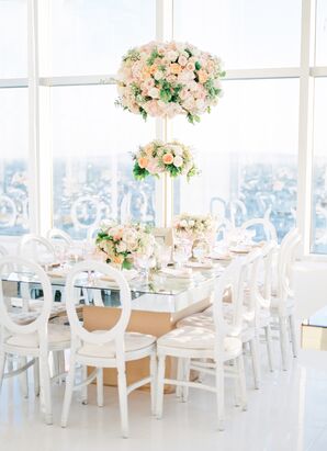 Glamorous Blush, Gold and Ivory Flower Arrangements