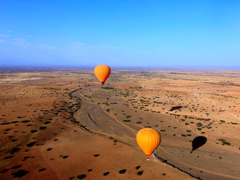 Hot Air Balloon fly over the Marrakesh desert