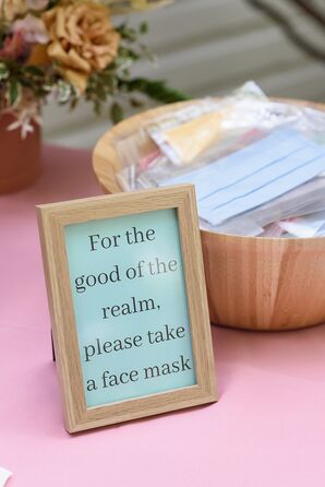 Sign for Face Masks for Wedding at Casa Cartel in Austin, Texas