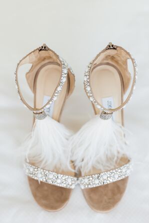 Glam Heels with Bead and Feather Embellishments