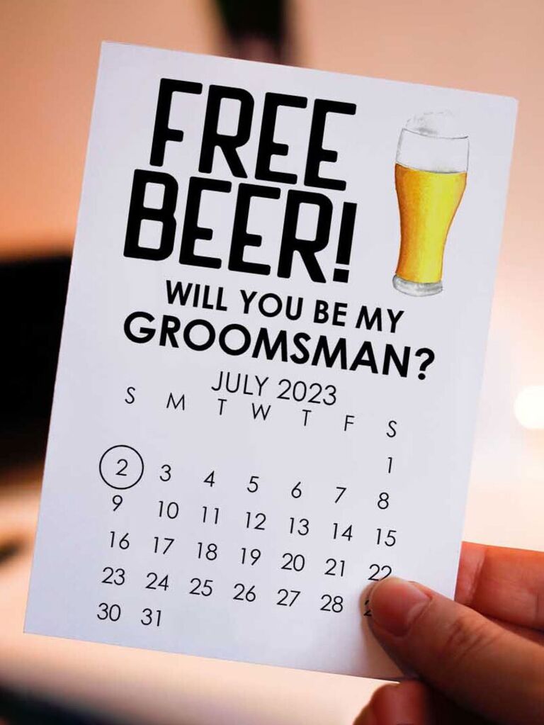 Free Beer Will You Be My Groomsman card and save the date