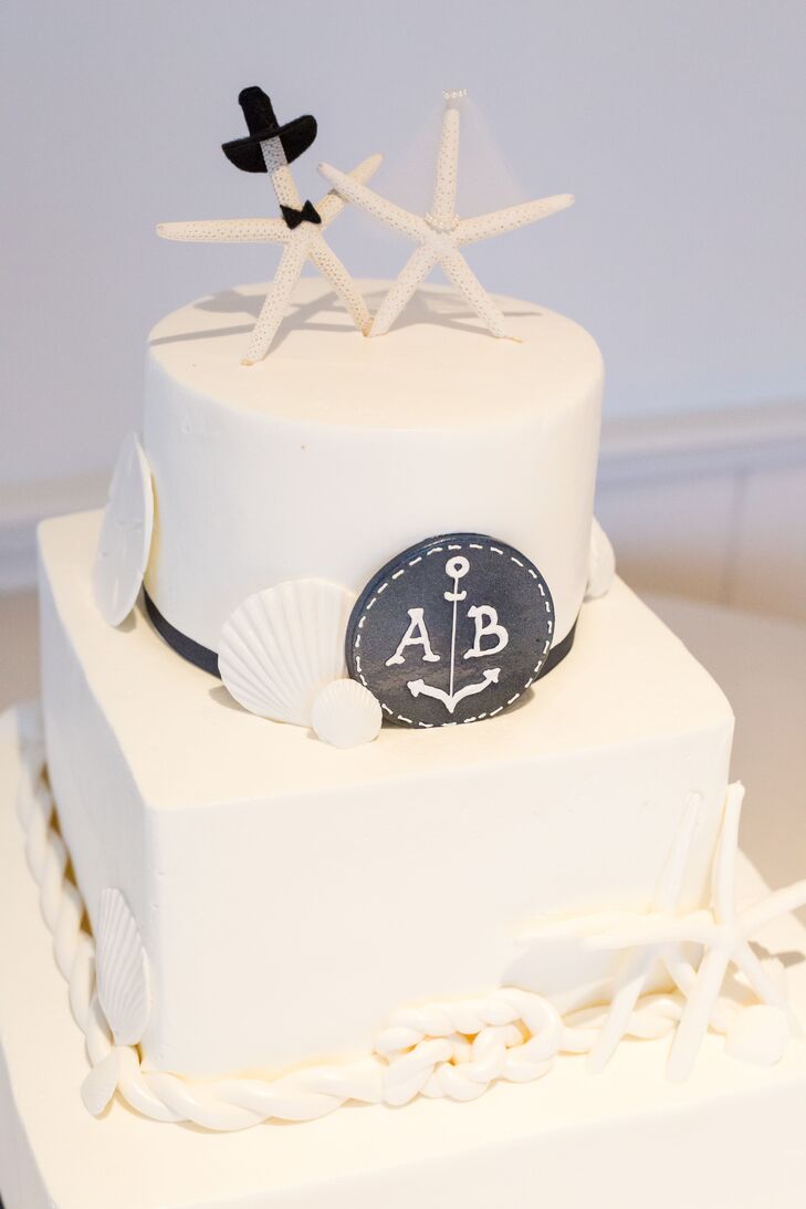 Two-tier Nautical Wedding Cake