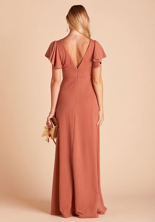 Birdy Grey Hannah Crepe Dress in Terracotta V-Neck Bridesmaid Dress - 2