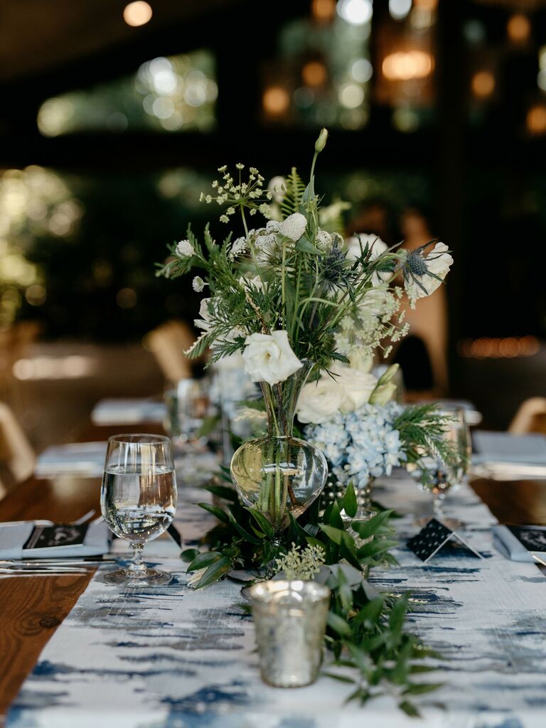 greens and wildflowers fall wedding centerpieces