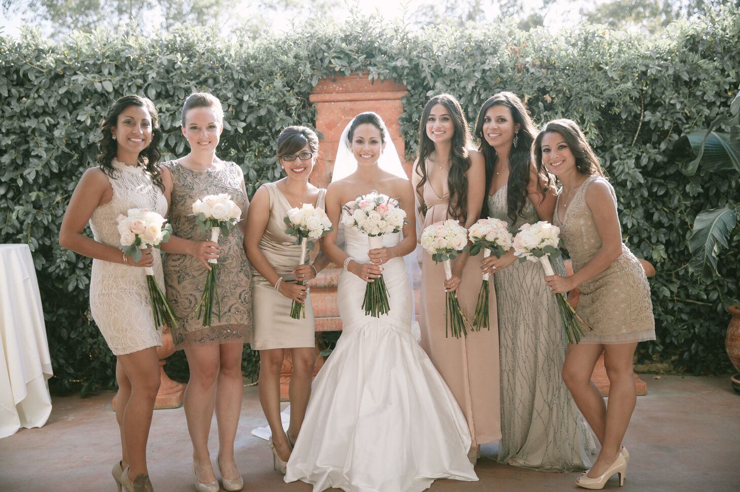 champagne ivory bridesmaid dresses
