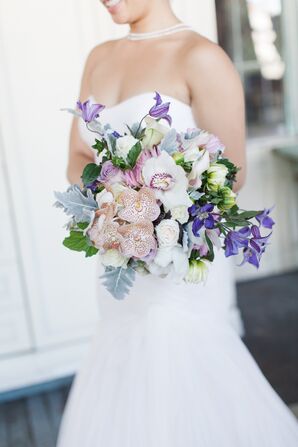Purple and White Bridal Bouquet
