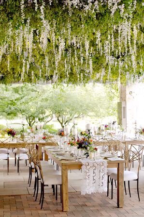Reception Decor With Hanging Florals