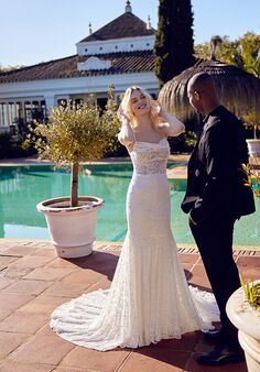 Lillian West 66421 Fit-and-Flare Wedding Dress