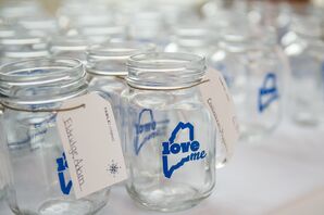 Nautical Maine Mason Jar Escort Cards