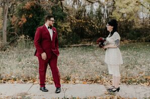 Couple with Retro Fashion and Burgundy Accents