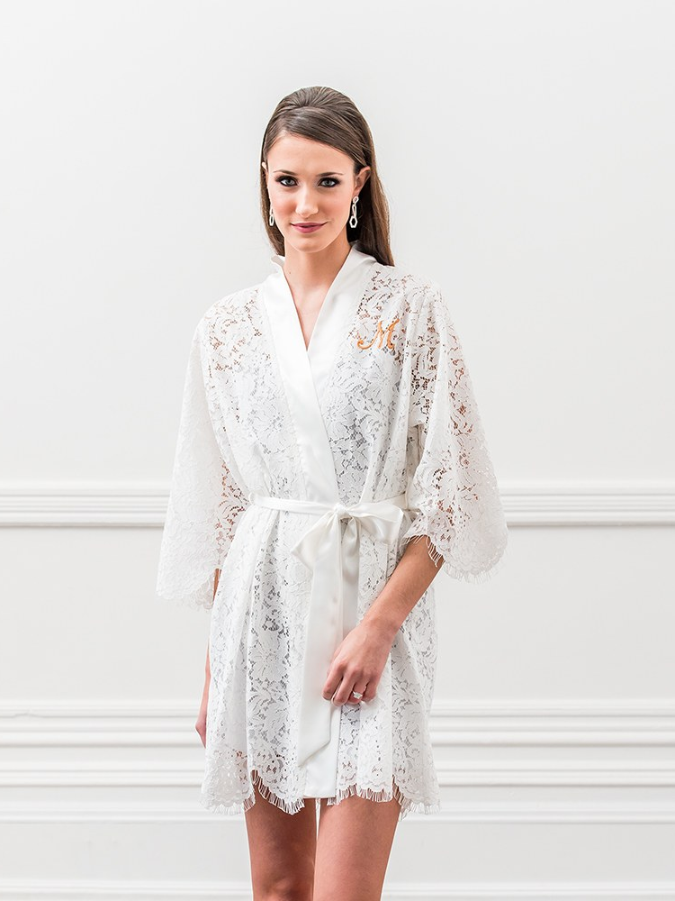 long lace bridal robe