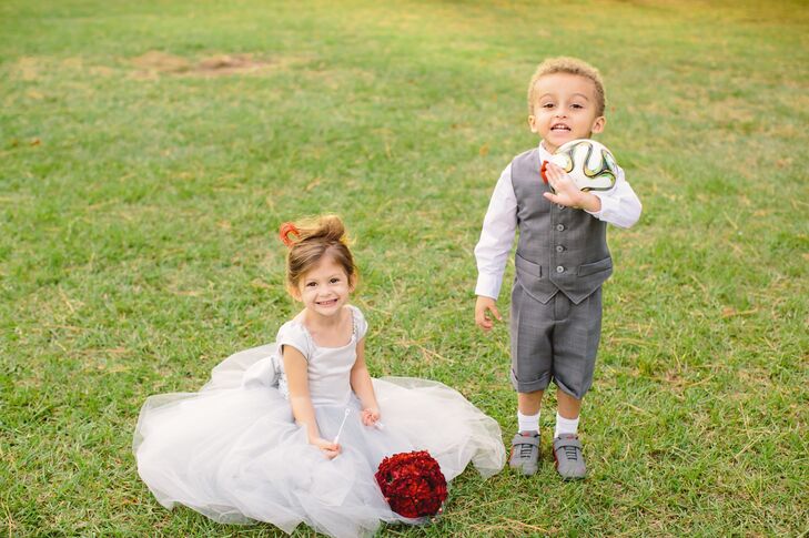 Crystal’s grandmother made the flower girl’s dress and the ring bearer’s pillow and attire.