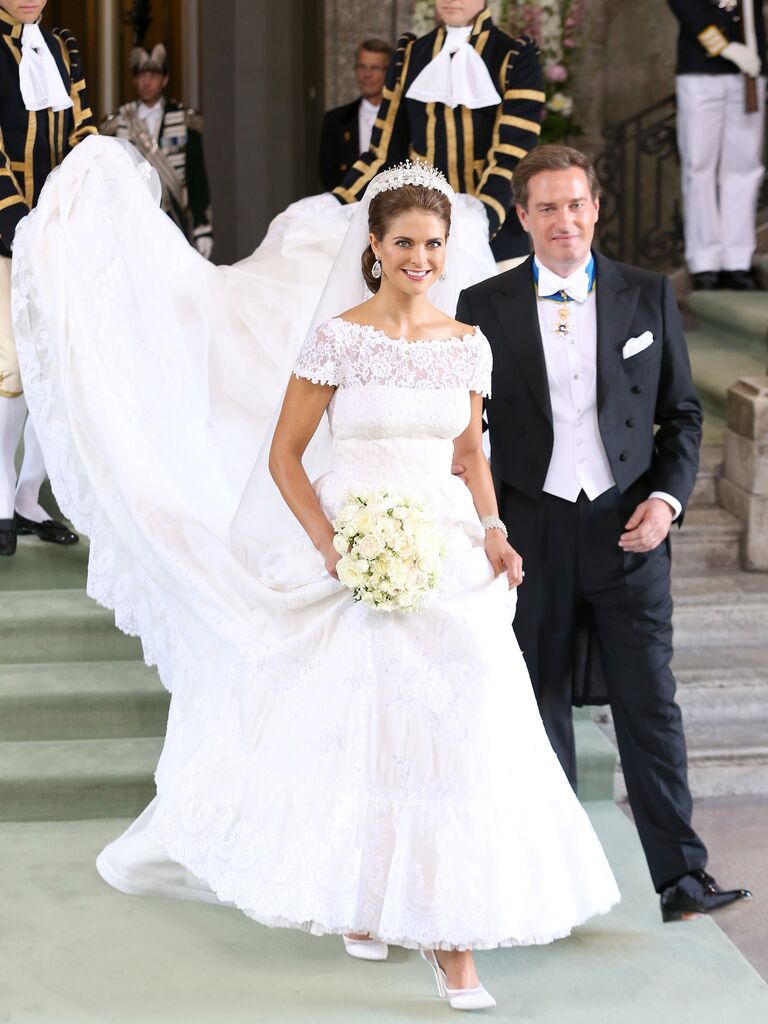 The wedding dress of Princess Madeleine of Sweden designed by