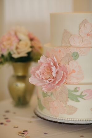 Pink Peony Sugar Flower Wedding Cake