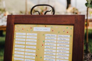 DIY Yellow Seating Chart in Wood Frame