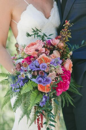 Rustic Bouquet with Ferns, Dahlias, Carnations and Wildflowers
