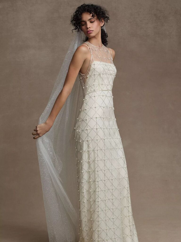 Beaded wedding dress by Anthropologie. 
