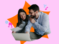 Couple planning wedding