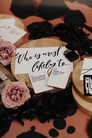 Modern, Edgy Black-and-White Wedding Reception Card Game
