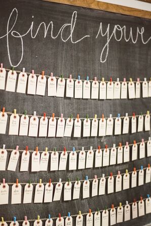 Rustic Nametag Escort Card Display on Chalkboard