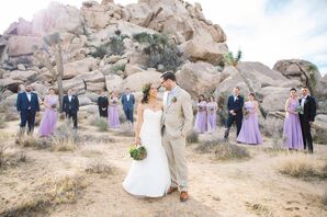 Rustic Couple with Wedding Party in California Desert