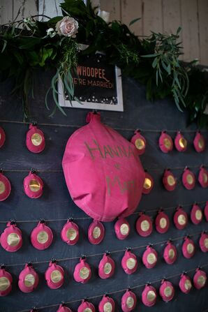 Whoopee Cushion Decor Wall at Wedding Reception