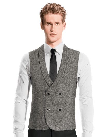 Tweed vest, mixed texture fashion trend 2023. 