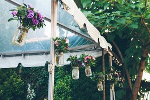 Purple and Pink Lisianthus Mason Jar Arrangements
