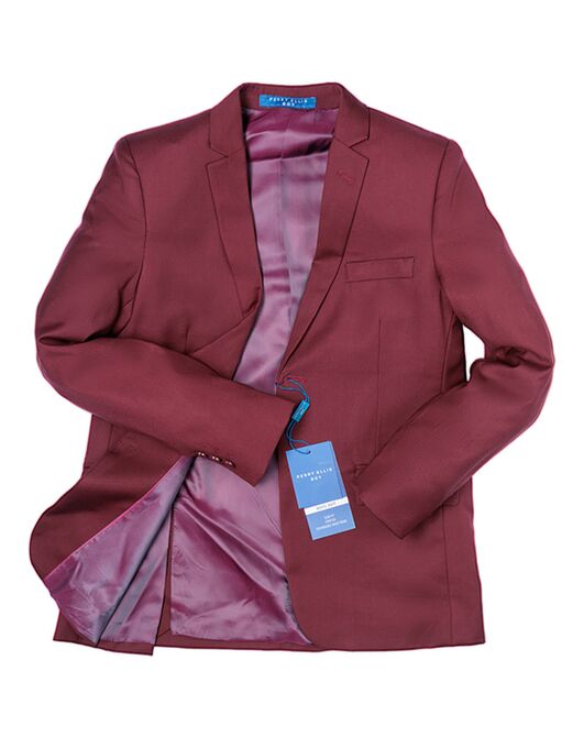 Perry Ellis "Noah" Kids Burgundy Suit (5-Piece Set) Flower Girl Dress and Ring Bearer Outfit - 6