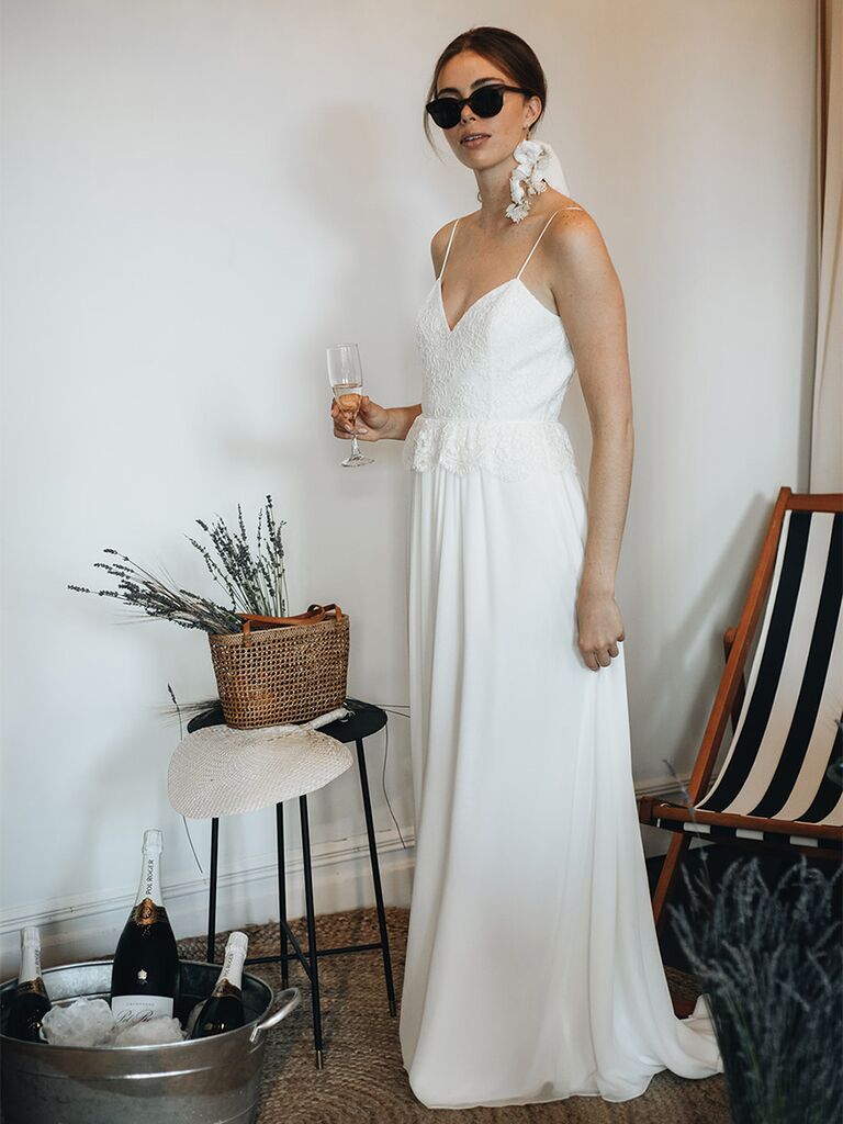 Laure de Sagazan wedding dress peplum gown